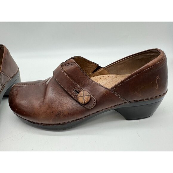 Dansko Womens Heels Leather Clogs Shoes Size 39 Brown Slip On Casual Round Toe - Picture 6 of 13